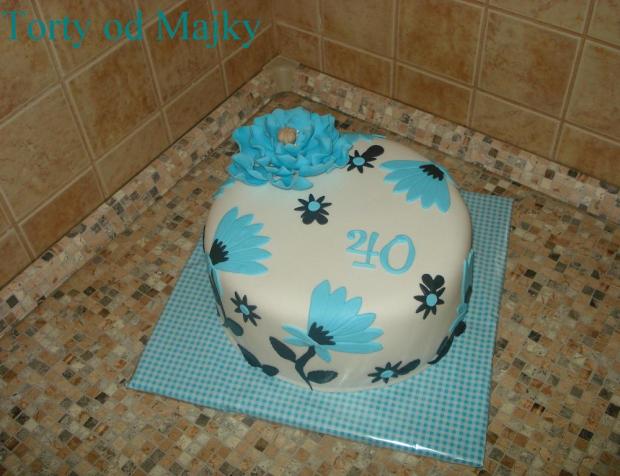Tyrkysovo čierna  k 40-tke, torta, Narodeninové torty, drobecek, 1
