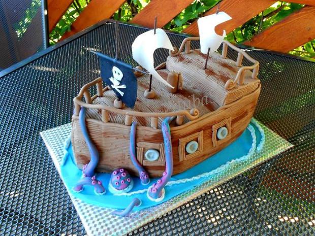 pirátska loď, torta, Torty autíčka, vláčiky, anibas, 1