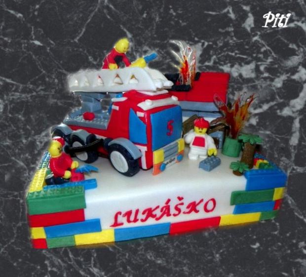 Lego hasiči, torta, Torty autíčka, vláčiky, Piti, 1