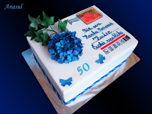 dopis s hortenziou, torta, Narodeninové torty dopis s hortenziou, torta, Narodeninové torty, anasul, 1