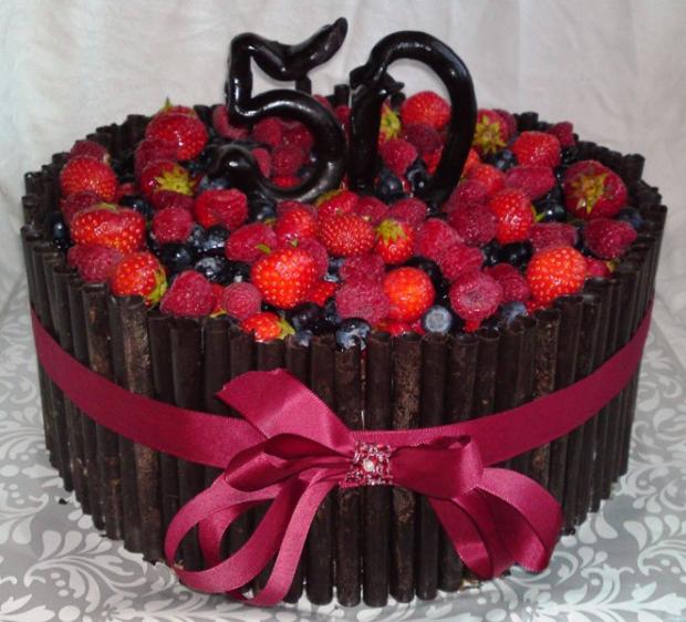 S čokotrubičkami a ovocím /3/... k 50-tke., torta, Čokoládové torty S čokotrubičkami a ovocím /3/... k 50-tke., torta, Čokoládové torty, Mariolka, 1