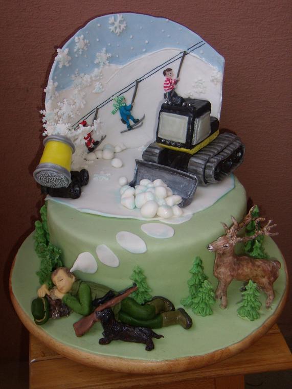 pre poľovníka - majiteľa lyžiarskeho vleku, torta, Narodeninové torty pre poľovníka - majiteľa lyžiarskeho vleku, torta, Narodeninové torty, mariaJ, 1