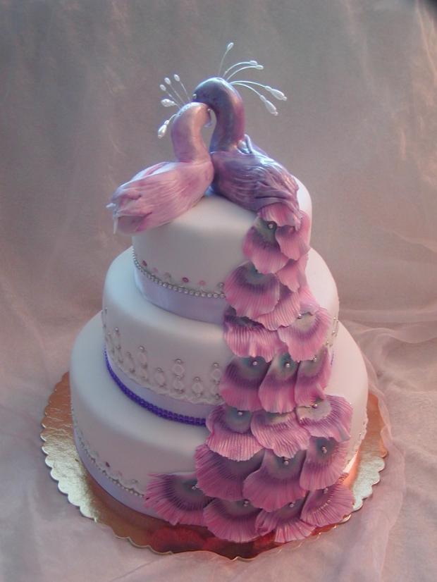 s pávmi, torta, Svadobné torty s pávmi, torta, Svadobné torty, vanilkovo, 1