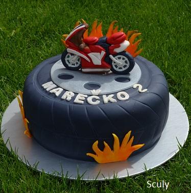 S motorkou , torta, Torty autíčka, vláčiky S motorkou , torta, Torty autíčka, vláčiky, Sculy, 1
