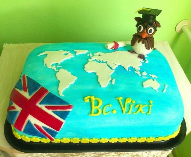 Pre učiteľku geografie a anglického jazyka na promócie, torta, Torty - škola, stužková, Viktoria53, 1