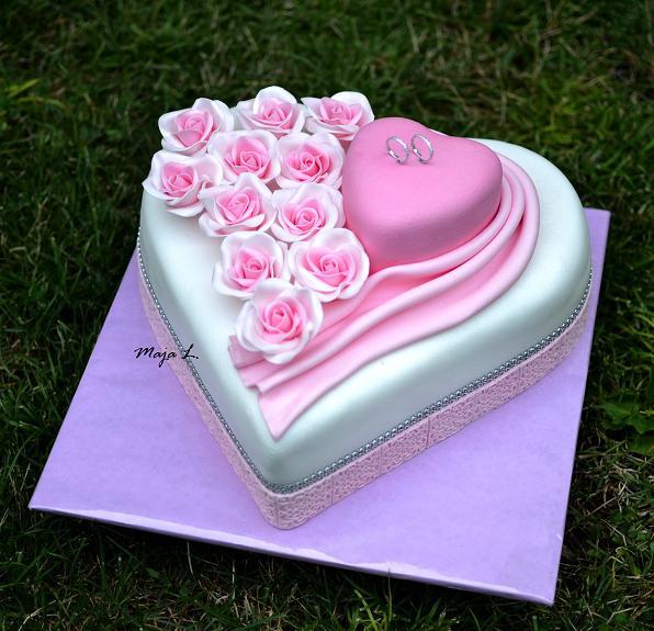 ružová srdiečková, torta, Svadobné torty ružová srdiečková, torta, Svadobné torty, mayaL30, 1