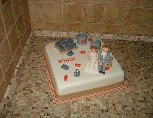 Pre majiteľa stavebnín k 50-ke, ktorý sa v ten deň aj ženil, torta, Narodeninové torty, drobecek, 1