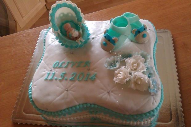 Krstinová pre chlapca s kolískou a papučkami , torta, Torty na krstiny, Marta Majernickova, 1