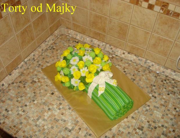 Kytica žltých ruží, torta, Netradičné torty, drobecek, 1
