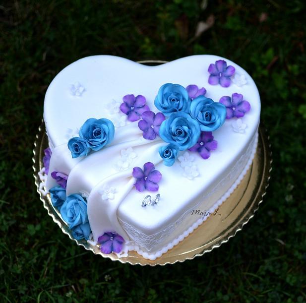 srdce v modrom, torta, Svadobné torty srdce v modrom, torta, Svadobné torty, mayaL30, 1