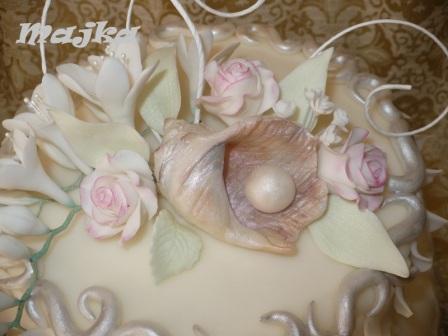 detail perly a mušle, torta, Svadobné torty, xara226, 1