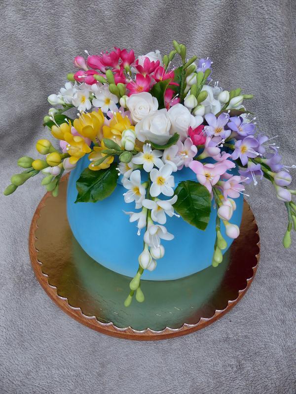 váza s fréziami, torta, Narodeninové torty váza s fréziami, torta, Narodeninové torty, Anna Š., 1