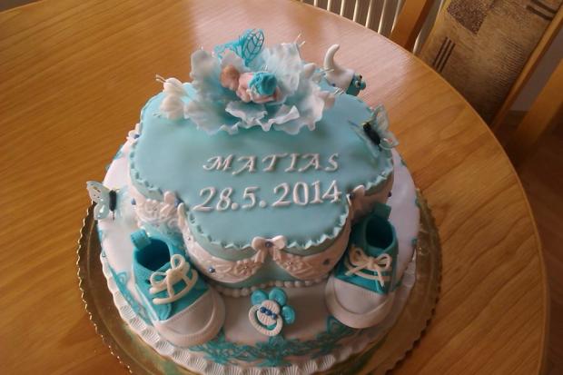 Pre chlapca s dieťatkom na kvietku, torta, Torty na krstiny, Marta Majernickova, 1