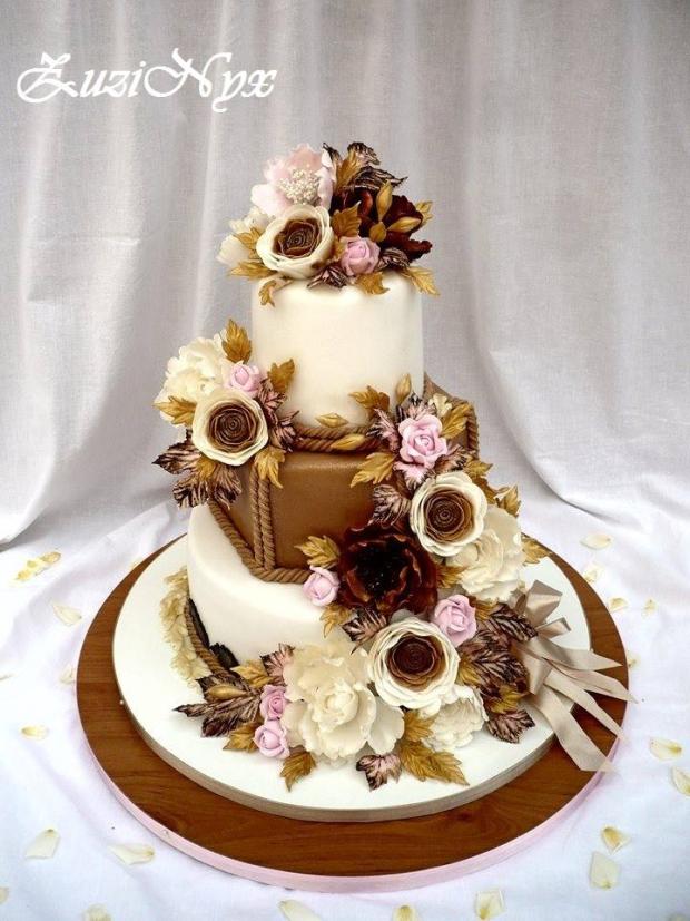 Svadobná hnedo- biela, torta, Svadobné torty Svadobná hnedo- biela, torta, Svadobné torty, ZuziNyx, 1