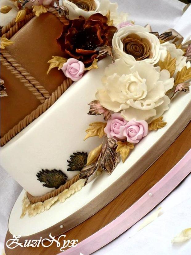 Svadobná bielo-hnedá..detail Ježko a Ježica :-), torta, Svadobné torty, ZuziNyx, 1