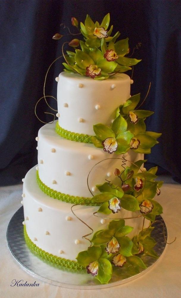 Svadobná s orchideou cymbidium, torta, Svadobné torty Svadobná s orchideou cymbidium, torta, Svadobné torty, Kadanka, 1