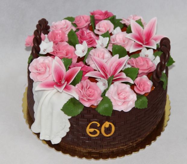 Košík ruží na 60-tku, torta, Narodeninové torty Košík ruží na 60-tku, torta, Narodeninové torty, silviakukuckova, 1