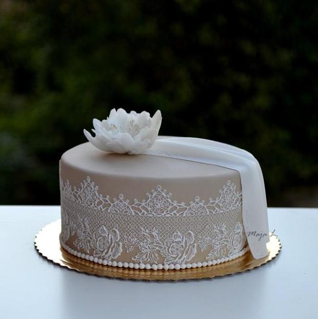 jednoduchá s krajkou, torta, Svadobné torty jednoduchá s krajkou, torta, Svadobné torty, mayaL30, 1