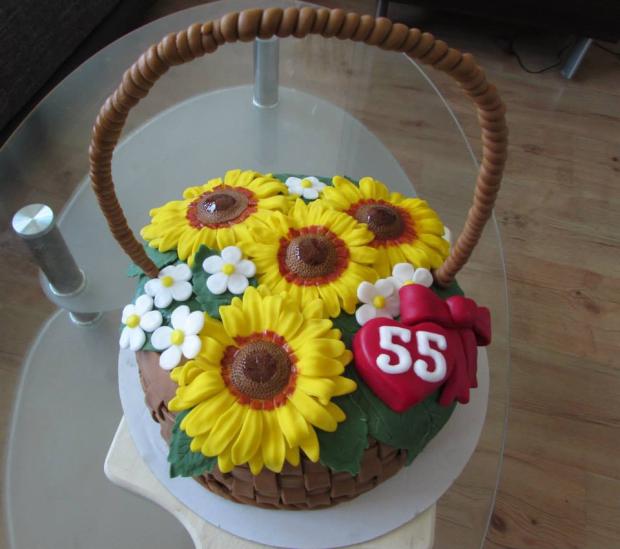 Slnečnicový košíček, torta, Narodeninové torty, TortyHela, 1
