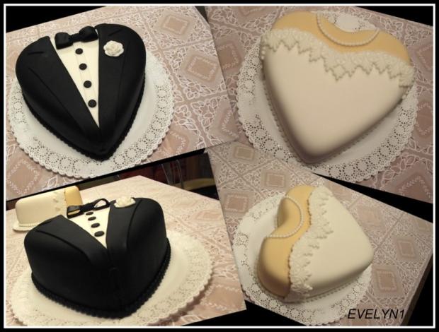 Svadobné srdce - nevesta a ženich, torta, Svadobné torty Svadobné srdce - nevesta a ženich, torta, Svadobné torty, evelyn1, 1