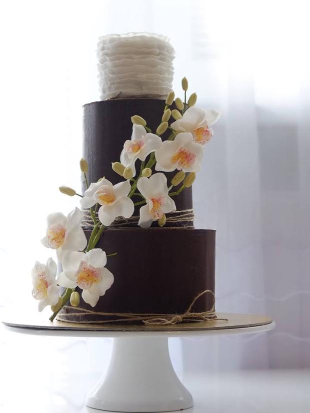 Narodeninová tortička s orchideou, torta, Čokoládové torty Narodeninová tortička s orchideou, torta, Čokoládové torty, SWEETarchitect, 1