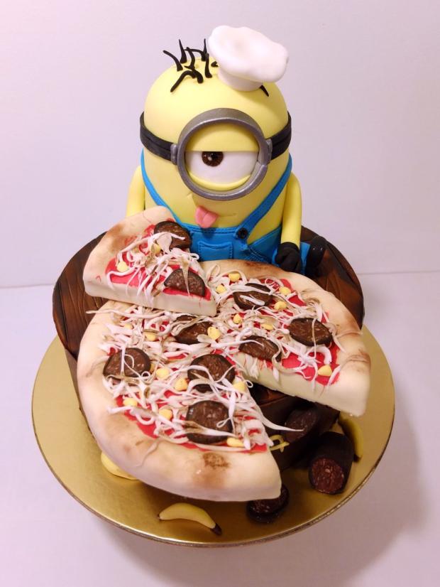 Minion a pizza, torta, Rozprávkové torty Minion a pizza, torta, Rozprávkové torty, SWEETarchitect, 1