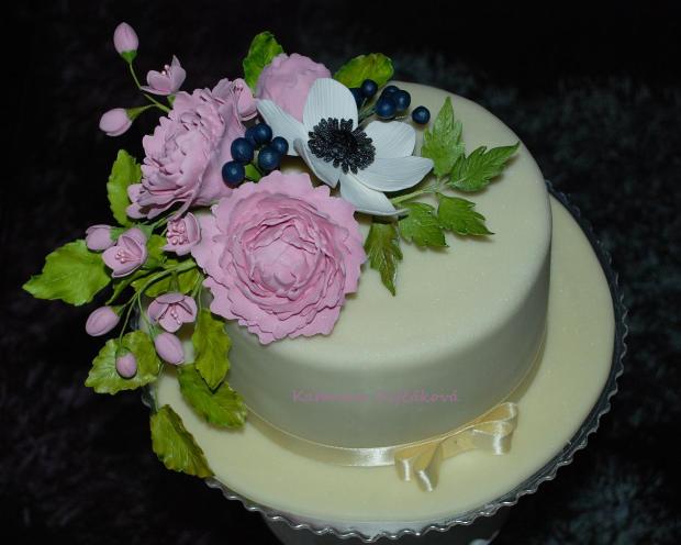 letná elegantná z pivoniek k 60tinám, torta, Narodeninové torty letná elegantná z pivoniek k 60tinám, torta, Narodeninové torty, Katarina139, 1