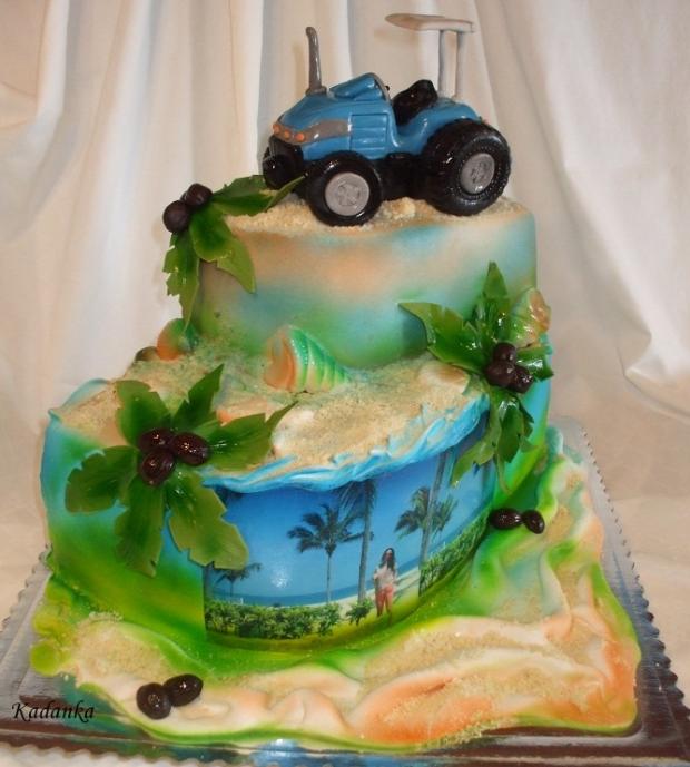 Torta pre manželov "Manžel má traktor a manželka je pod palmami", torta, Narodeninové torty Torta pre manželov "Manžel má traktor a manželka je pod palmami", torta, Narodeninové torty, Kadanka, 1