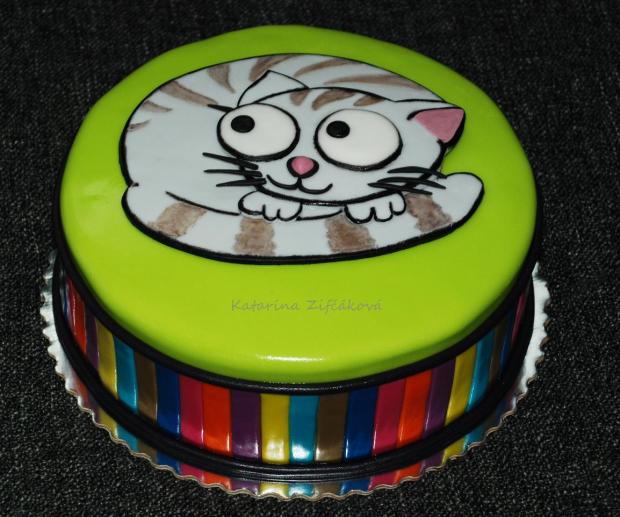 farebná a veselá s mačkou, torta, Narodeninové torty farebná a veselá s mačkou, torta, Narodeninové torty, Katarina139, 1