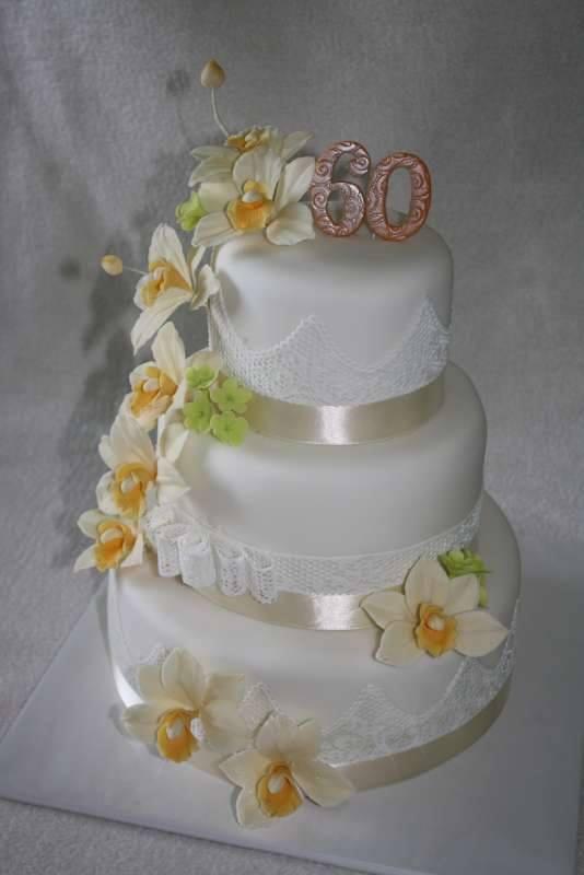 Narodeninová s orchideami a čipkou, torta, Narodeninové torty Narodeninová s orchideami a čipkou, torta, Narodeninové torty, stanula, 1