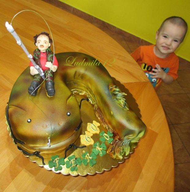 sumec s rybárom, torta, Narodeninové torty sumec s rybárom, torta, Narodeninové torty, ludmila12, 1