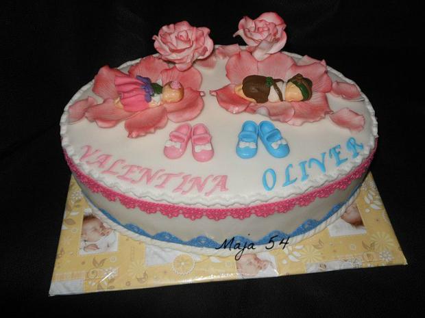 pre dvojčata, torta, Torty na krstiny pre dvojčata, torta, Torty na krstiny, Maja54, 1