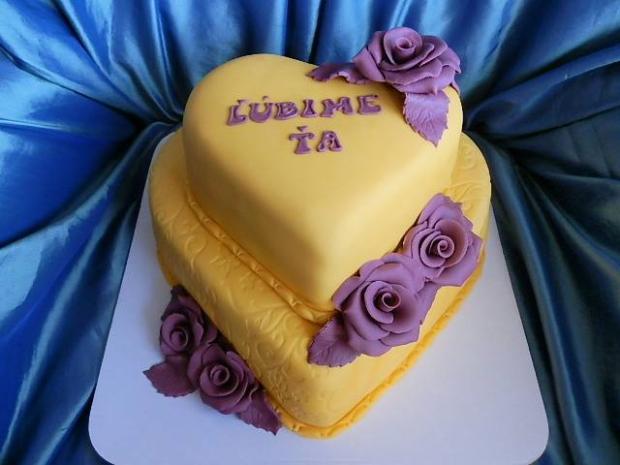 ŽLto - fialové srdcia, torta, Narodeninové torty, Ildi B., 1