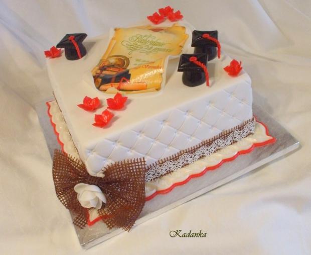 Promočná pre troch. Otec a dve dcéry, torta, Torty - škola, stužková, Kadanka, 1