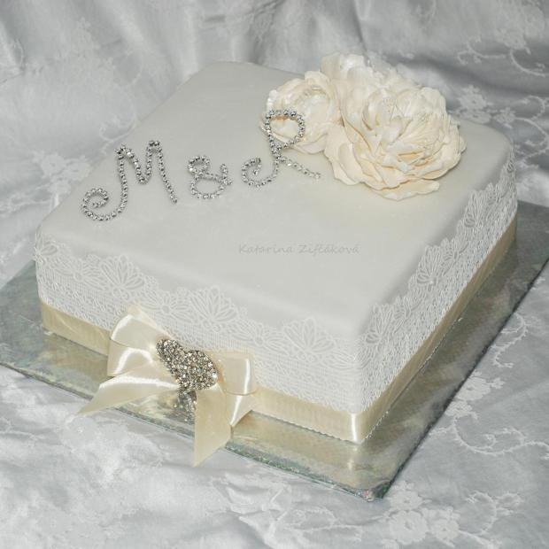 svadobny stvorec na zelanie s cipkou a maslou, torta, Svadobné torty svadobny stvorec na zelanie s cipkou a maslou, torta, Svadobné torty, Katarina139, 1