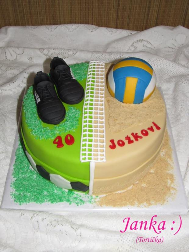 Futbal a volejbal - dvojitá, torta, Športové torty, -TORTICKA-, 1