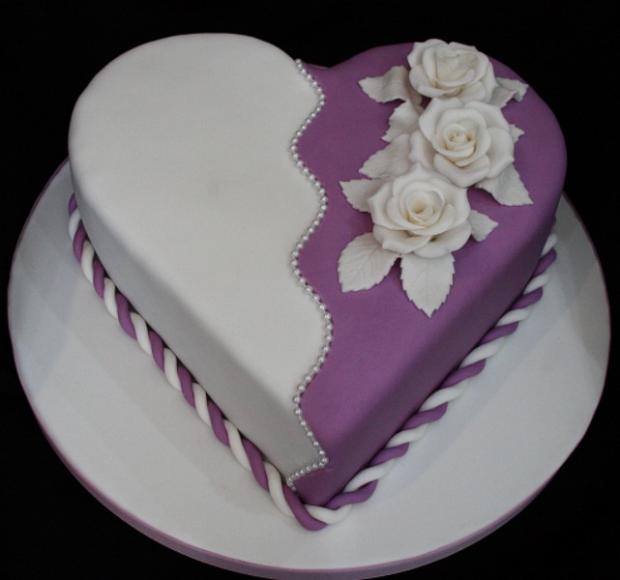 Fialovo-biele srdiecko, torta, Svadobné torty Fialovo-biele srdiecko, torta, Svadobné torty, Spagi, 1