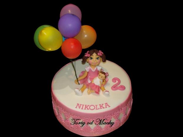S dievčatkom, bábikou a balónikmi, torta, Torty pre dievčatá S dievčatkom, bábikou a balónikmi, torta, Torty pre dievčatá, Macka Stančíková, 1
