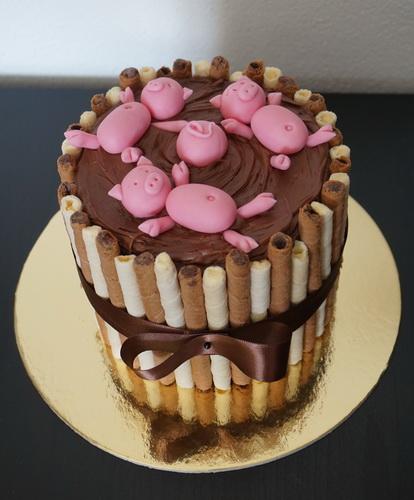 Prasiatka v "blate", torta, Netradičné torty Prasiatka v "blate", torta, Netradičné torty, zabinka, 1