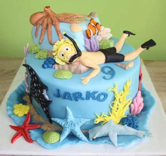 Pre malého potápača s morskými potvorkami, torta, Torty so zvieratkami Pre malého potápača s morskými potvorkami, torta, Torty so zvieratkami, stanula, 1