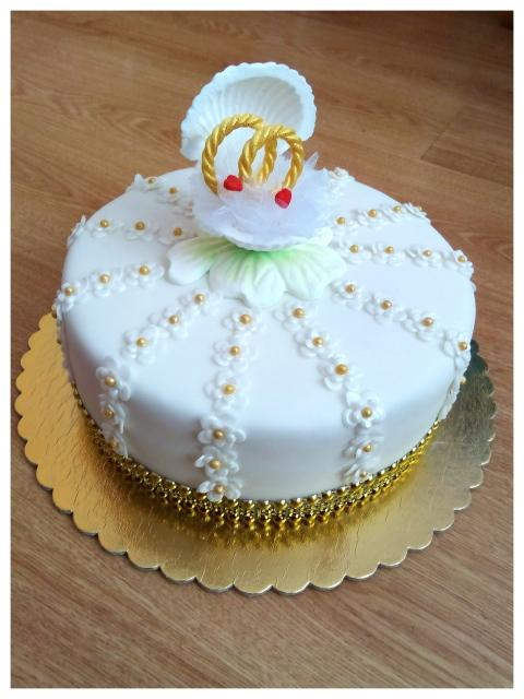 Svadobná s obrúčkami v mušli, torta, Svadobné torty, dakota14, 1