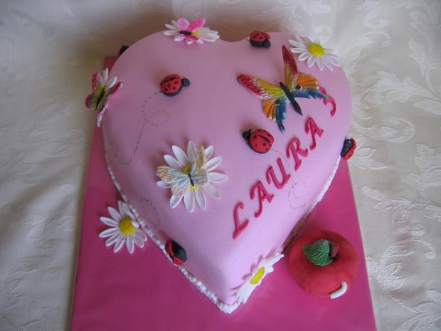 Srdiečko motýliky a lienočky, torta, Narodeninové torty Srdiečko motýliky a lienočky, torta, Narodeninové torty, lienkaS, 1