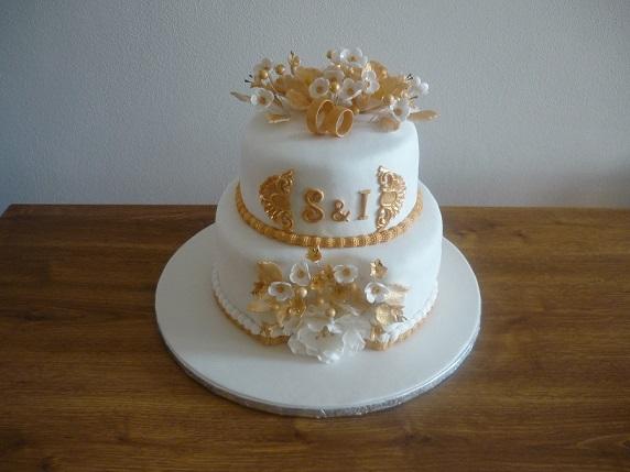 bielo-zlatá, torta, Svadobné torty bielo-zlatá, torta, Svadobné torty, jarka22, 1