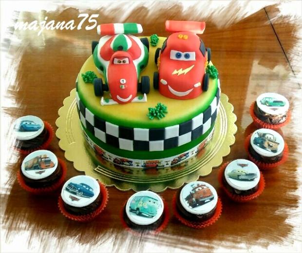 mcqueen a muffiny, torta, Torty autíčka, vláčiky mcqueen a muffiny, torta, Torty autíčka, vláčiky, majana75, 1