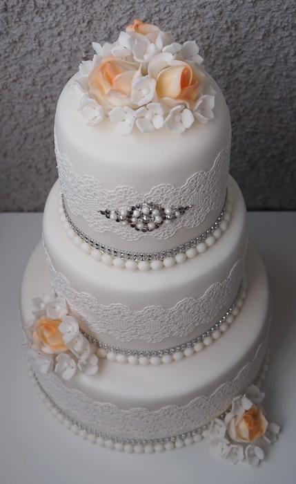Svadobná so striebornými detailami, torta, Svadobné torty Svadobná so striebornými detailami, torta, Svadobné torty, zabinka, 2