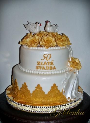 Zlatá svadba., torta, Svadobné torty Zlatá svadba., torta, Svadobné torty, Goldenka, 2