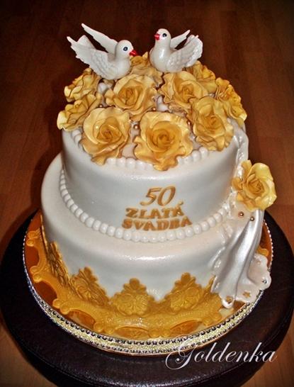 Zlatá svadba., torta, Svadobné torty Zlatá svadba., torta, Svadobné torty, Goldenka, 1