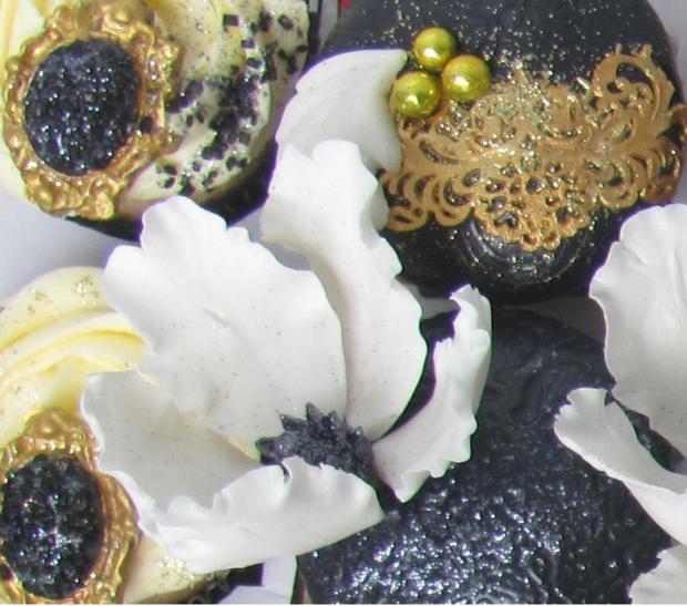 cupcakes čierno-zlato-biele - detail, torta, Zákusky, Tatjana Dobrovičová, 1
