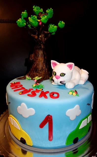 s mačičkou a retro autíčkami, torta, Ostané torty pre deti, KSlavka, 1