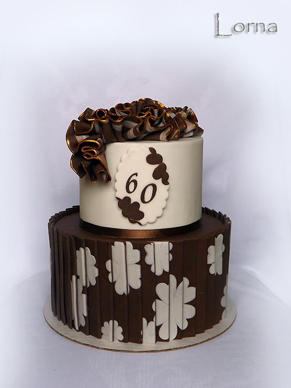 Bielo-hnedá k 60-tke, torta, Narodeninové torty Bielo-hnedá k 60-tke, torta, Narodeninové torty, Lorna, 1
